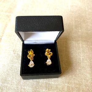 Pear drop CZ earrings set in Gold Plate